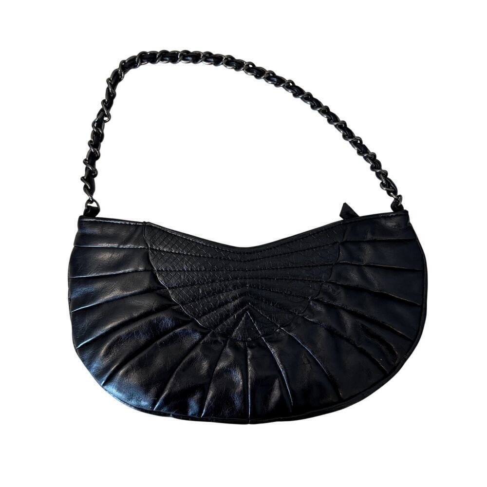 Vintage Black Crescent Shoulder Bag Purse Women's